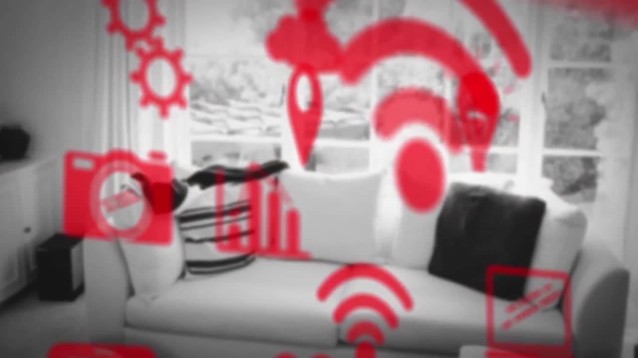 animación de iconos en el interior de la sala de estar