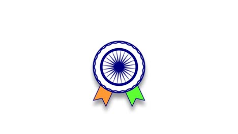 animated indian batch medal with moving ashock chakra isolated on white background. 4k motion graphics.