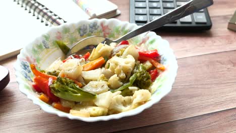 mixed vegetable dish on a wooden table