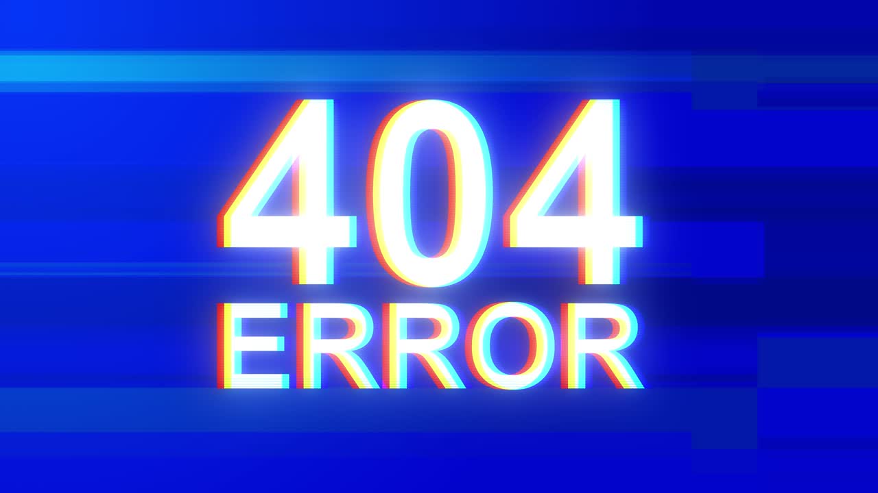 animación de error 404 en la pantalla vieja de la pantalla de glitch.