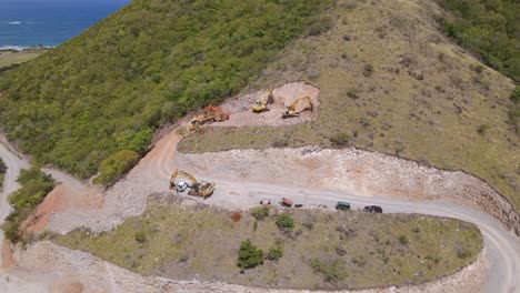 Aerial-view-of-construction-of-a-new-resort,-in-sunny-Saint-Kitts-and-Nevis