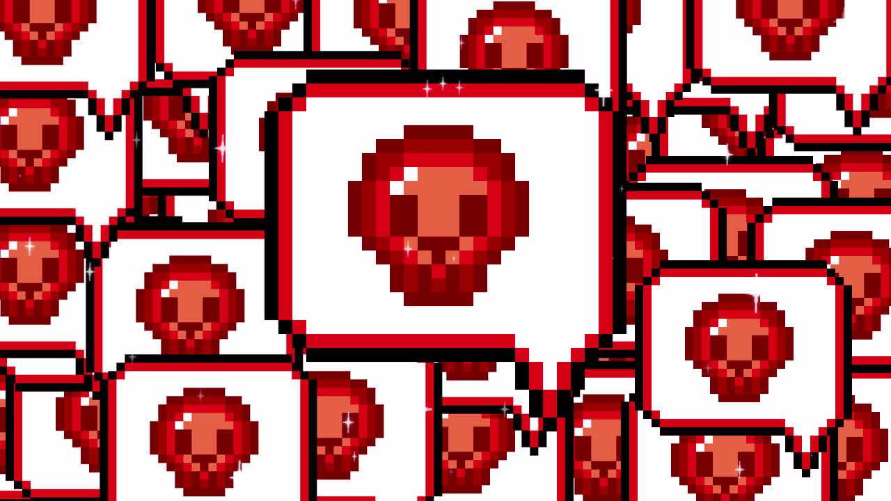 Pixel art pop up speech bubble icon scull Transitions. 1080p - 30 fps - Alpha Channel (4).mov