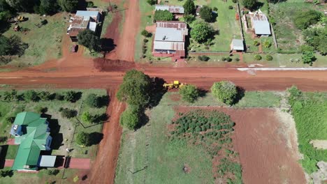 aerial view of road construction in a rural village