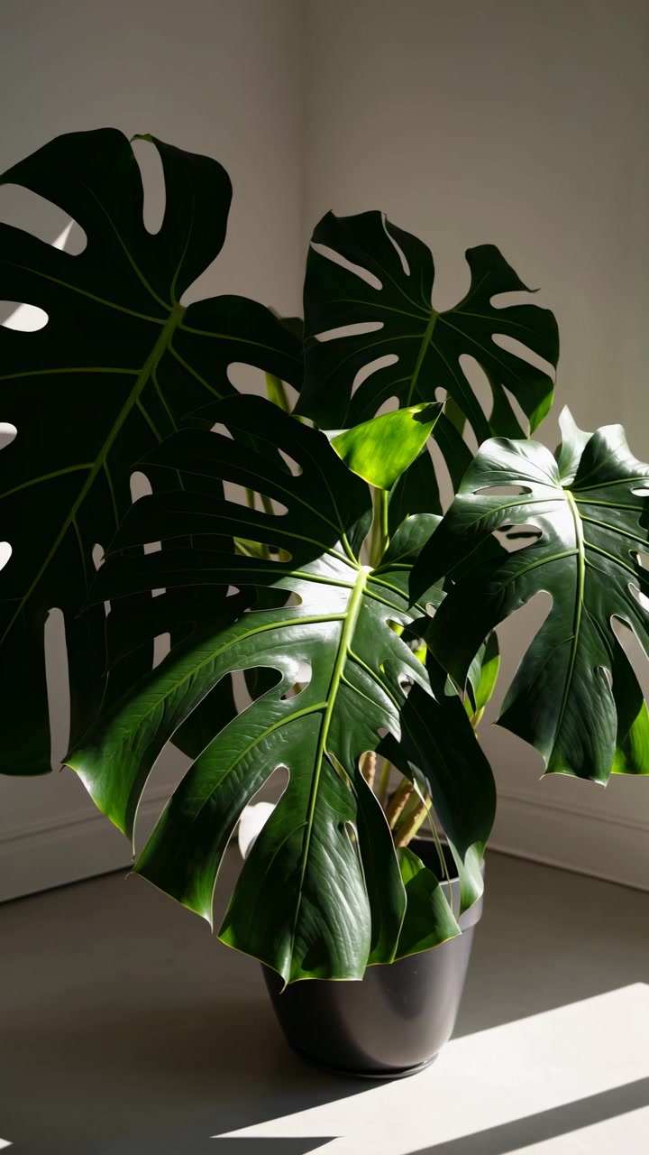 Pianta di Monstera Deliciosa in un interno moderno e minimalista