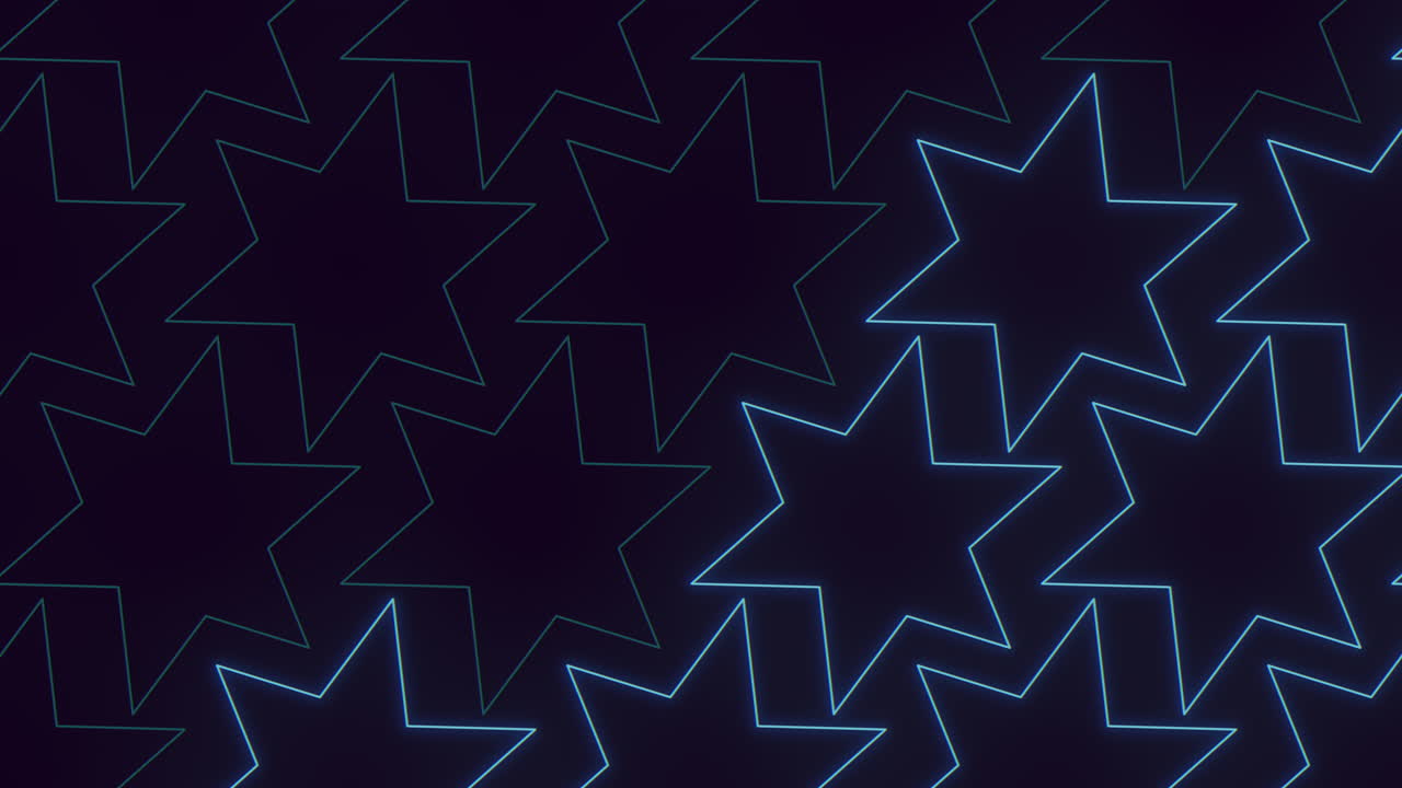 Blue neon stars pattern on black gradient
