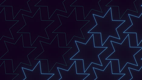 patrón de estrellas de neón azul sobre degradado negro