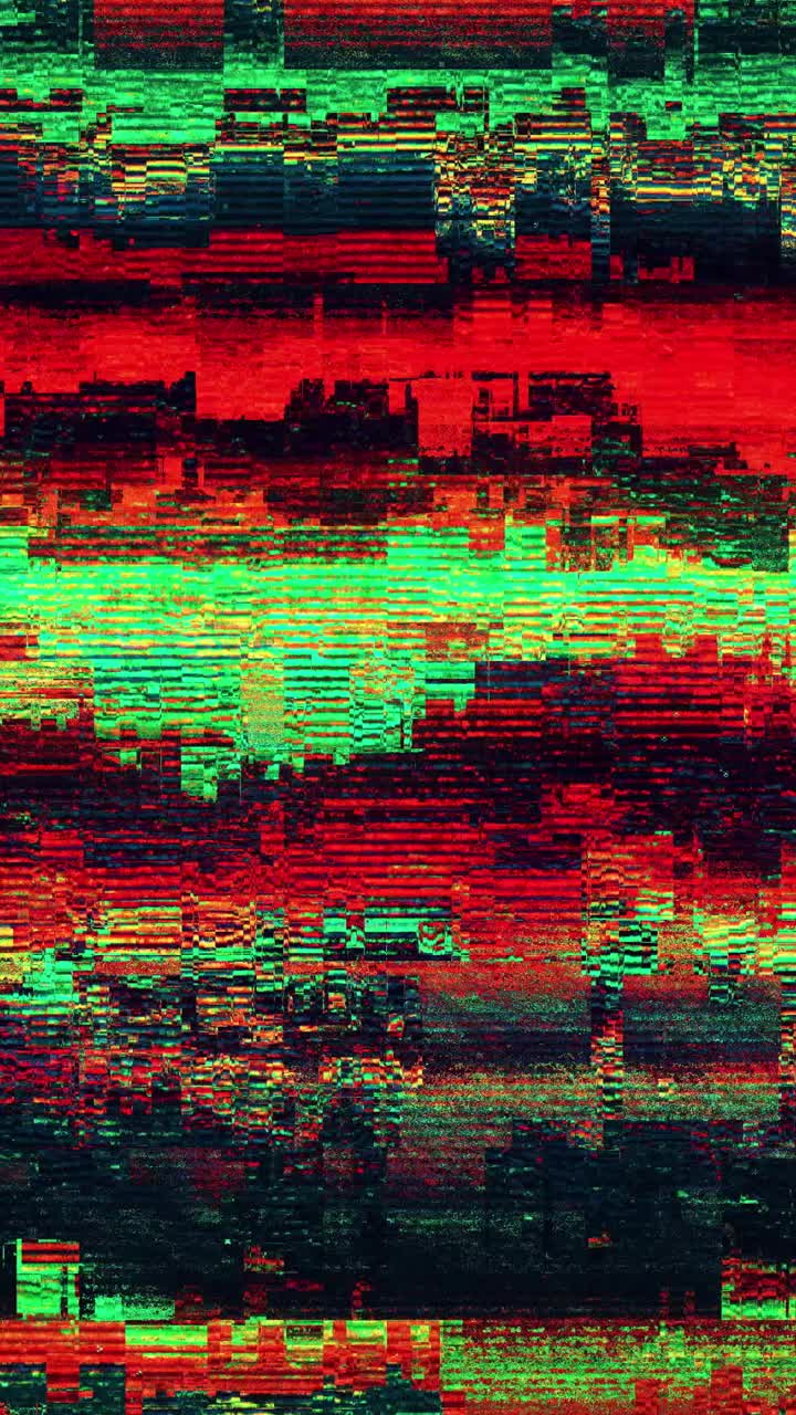 Abstract Digital Glitch Effect with Red and Green Lines