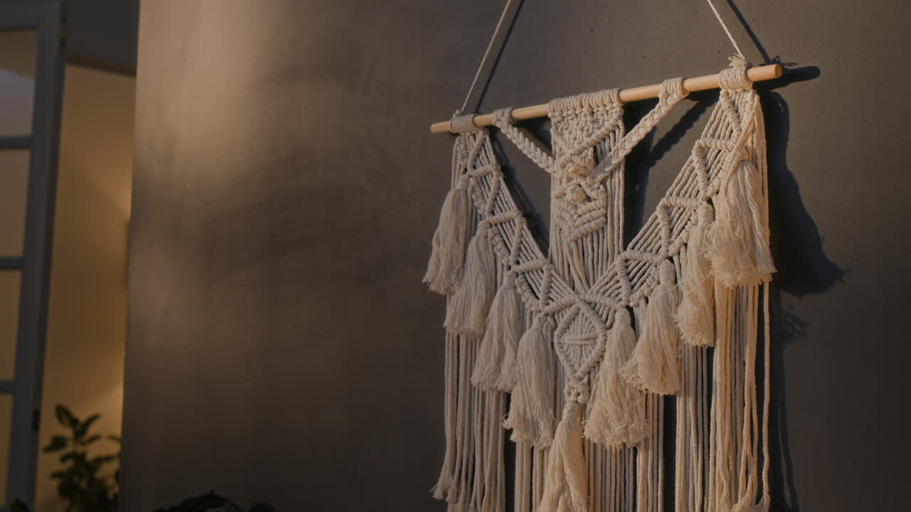 Close-up of a Macrame Wall Hanging