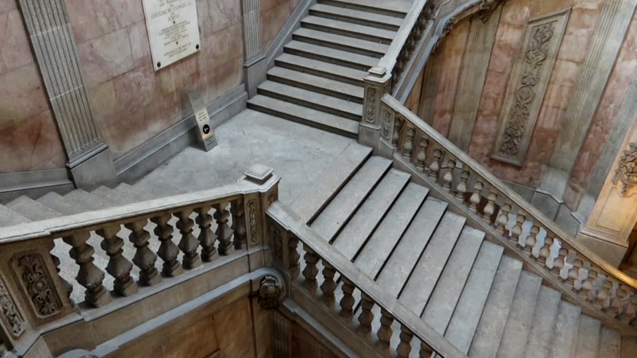 Interior view of stone stairs of Palacio da Bolsa