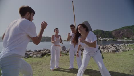 capoeira group training outdoors in rio de janeiro