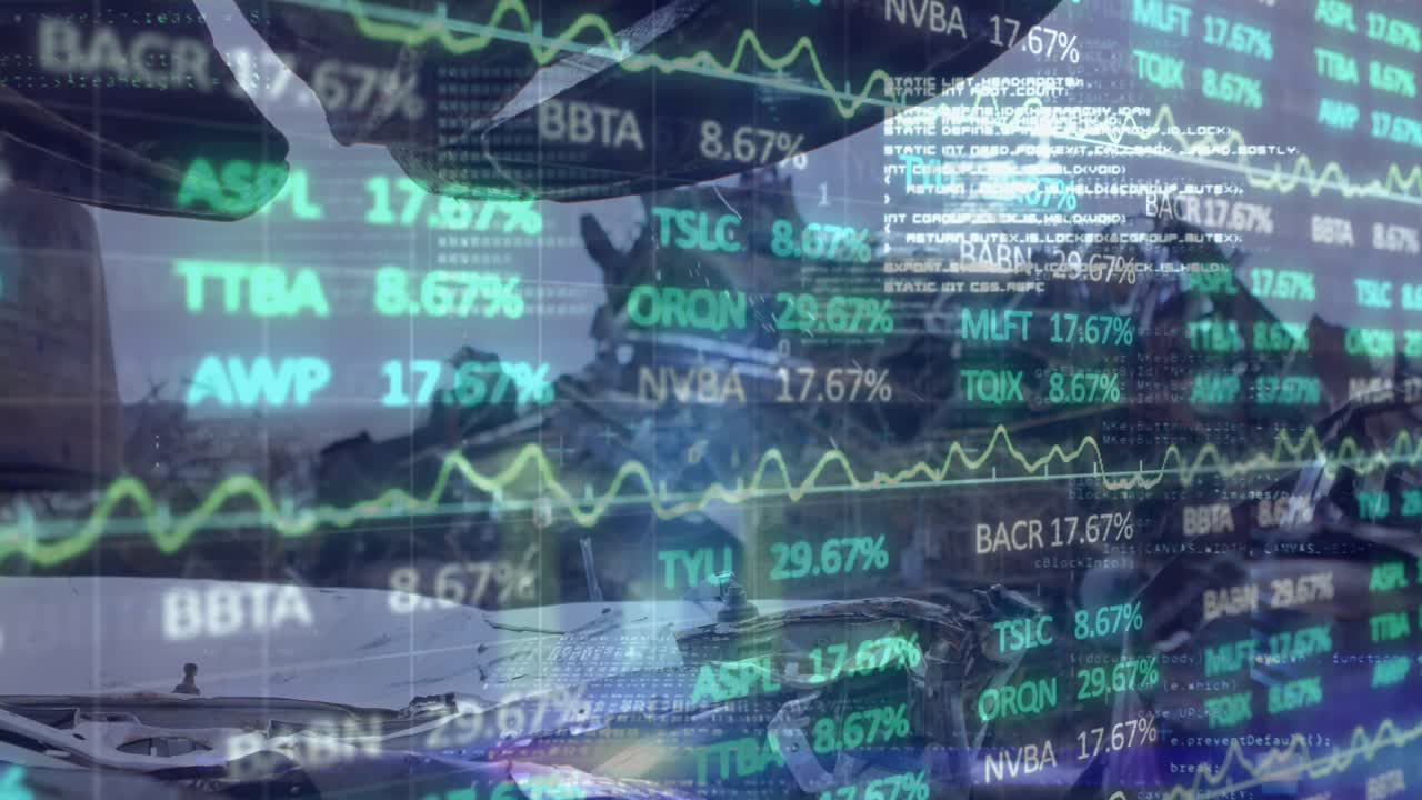 Animation of data processing over rubbish dump