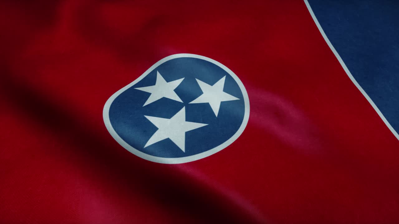 bandera del estado de tennessee ondeando en el viento. bucle sin costuras con textura de tela muy detallada