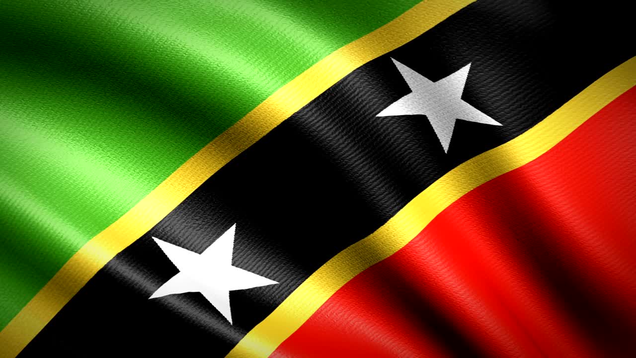 la bandera de saint kitts y nevis. animación de bucle sin costuras. video de alta definición en 4k
