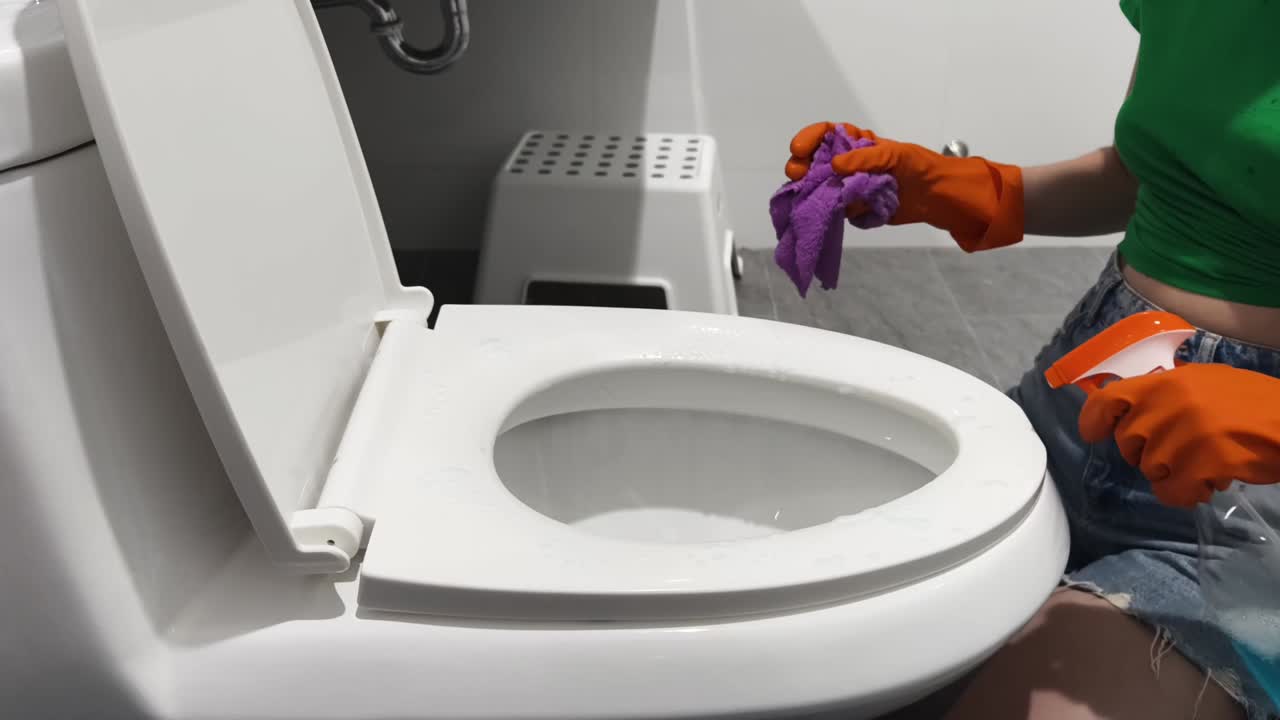 limpiando un inodoro