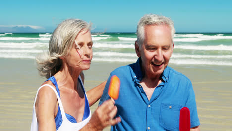 Älteres-Paar-Genießt-Gemeinsam-Den-Strand