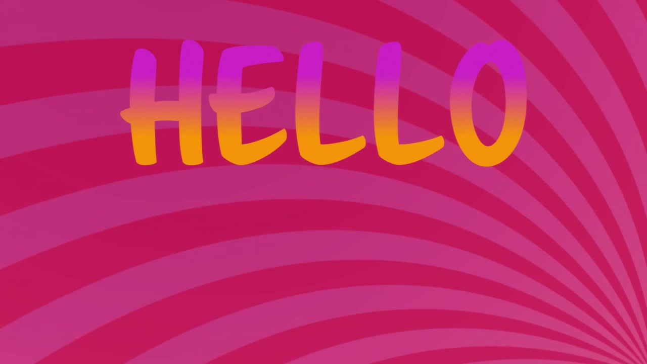 Animation of hello text over red background