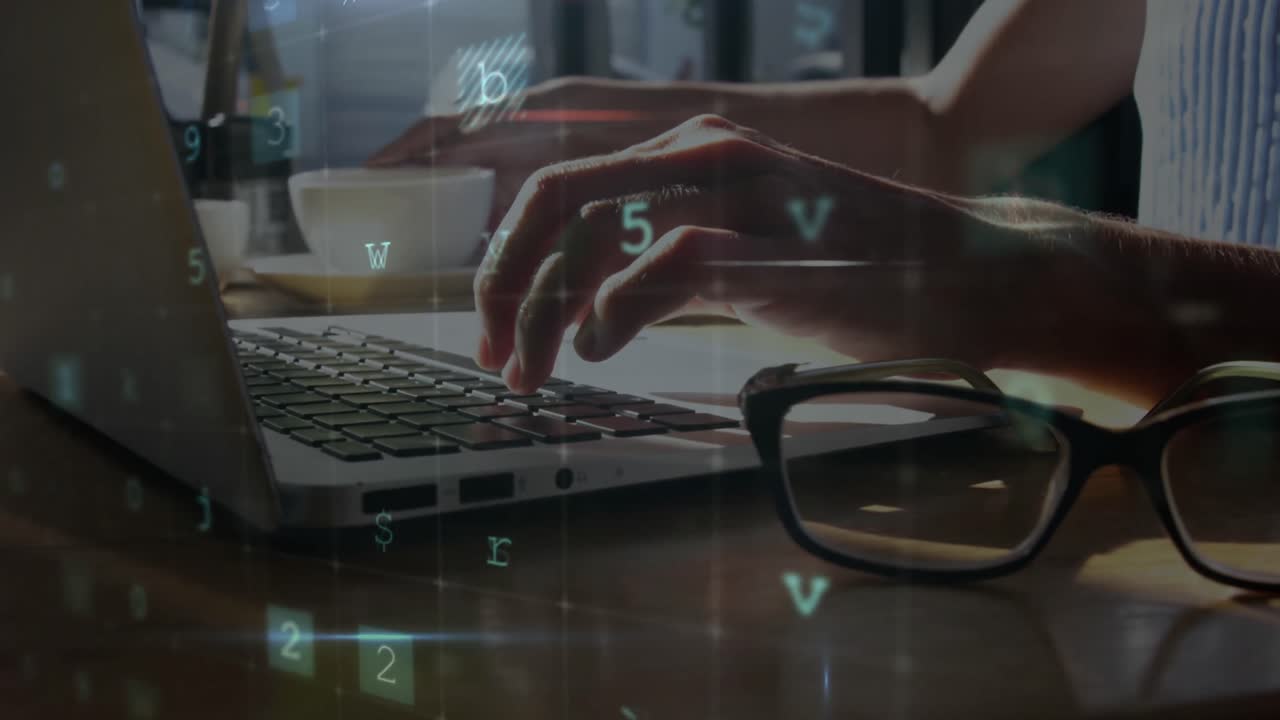 Security codes and typing on laptop 4k