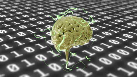 animation of human brain and data processing with binary coding