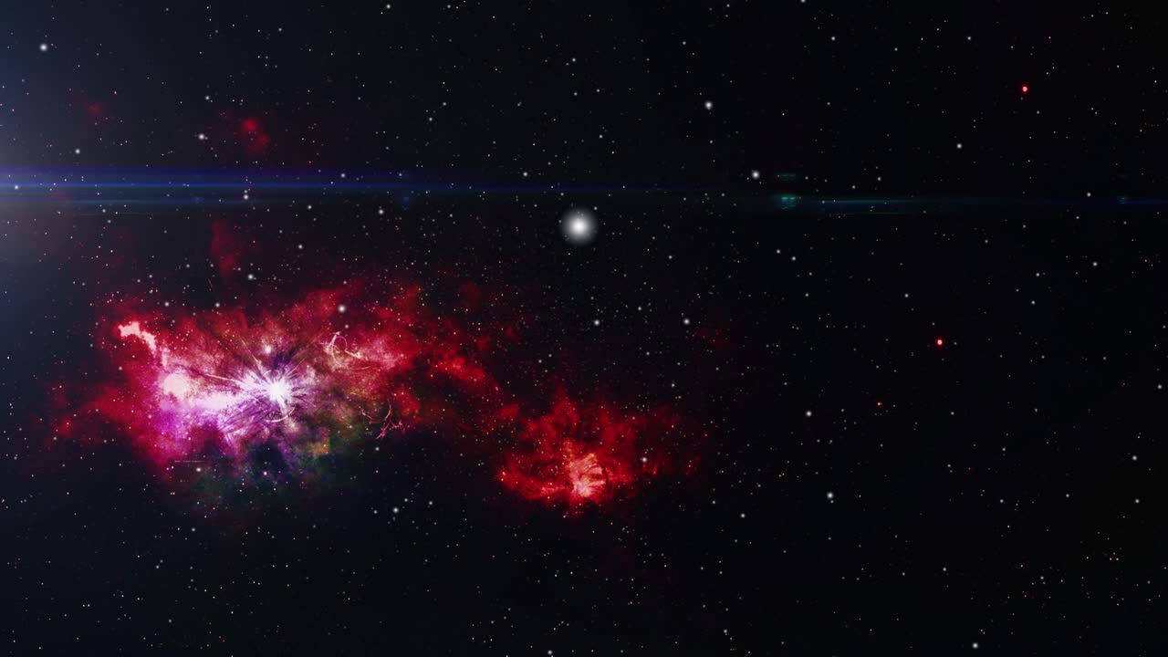 nebulosa roja moviéndose en el universo con estrellas