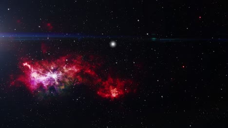 nebulosa roja moviéndose en el universo con estrellas