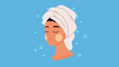 woman after a bath or shower with a towel on her head