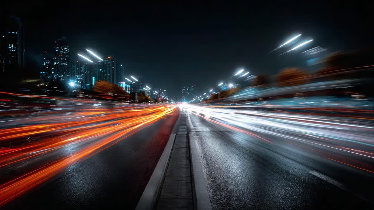 A Stunning Visual Journey Through City Lights: Captivating Nighttime Traffic Trails Showcasing the Energy and Movement of Urban Life in a Fast-Paced World