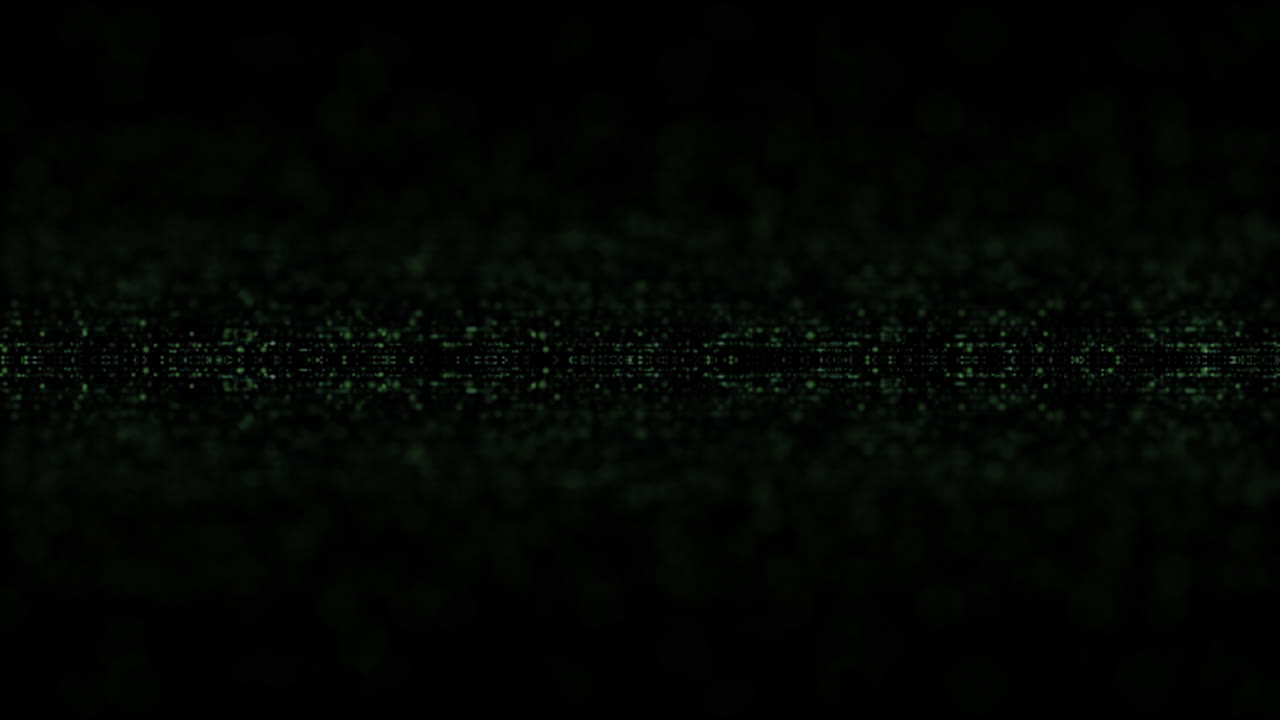 Cinematic abstract particles de-focus in cyber space digital background environment