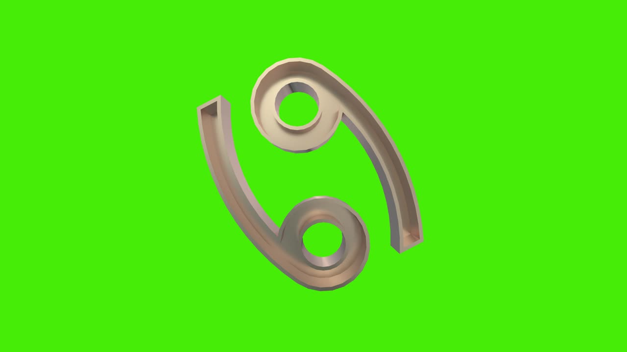 cáncer dorado (cangrejo) signo astrológico del zodiaco sin problemas en bucle girando en una pantalla verde
