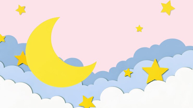 Whimsical night sky illustration animated overlay, transparent 4K video, alpha channel, ProRes 4444