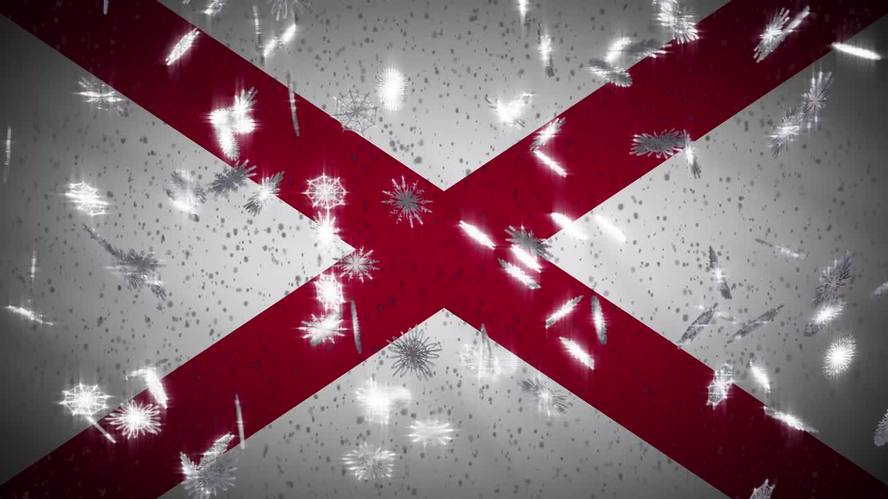 앨라배마 발: 눈이 떨어지고, 새해와 크리스마스 배경, 루프