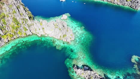 drone footage of cliffs on coron island in the philippines