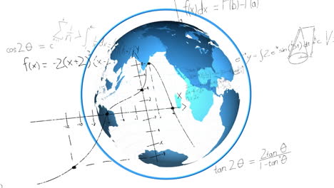 ecuaciones matemáticas y gráficos animación sobre el globo giratorio