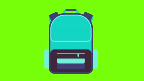 animación de una mochila en una pantalla verde