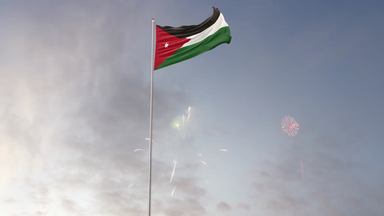 요르단 발과 불꽃놀이 배경