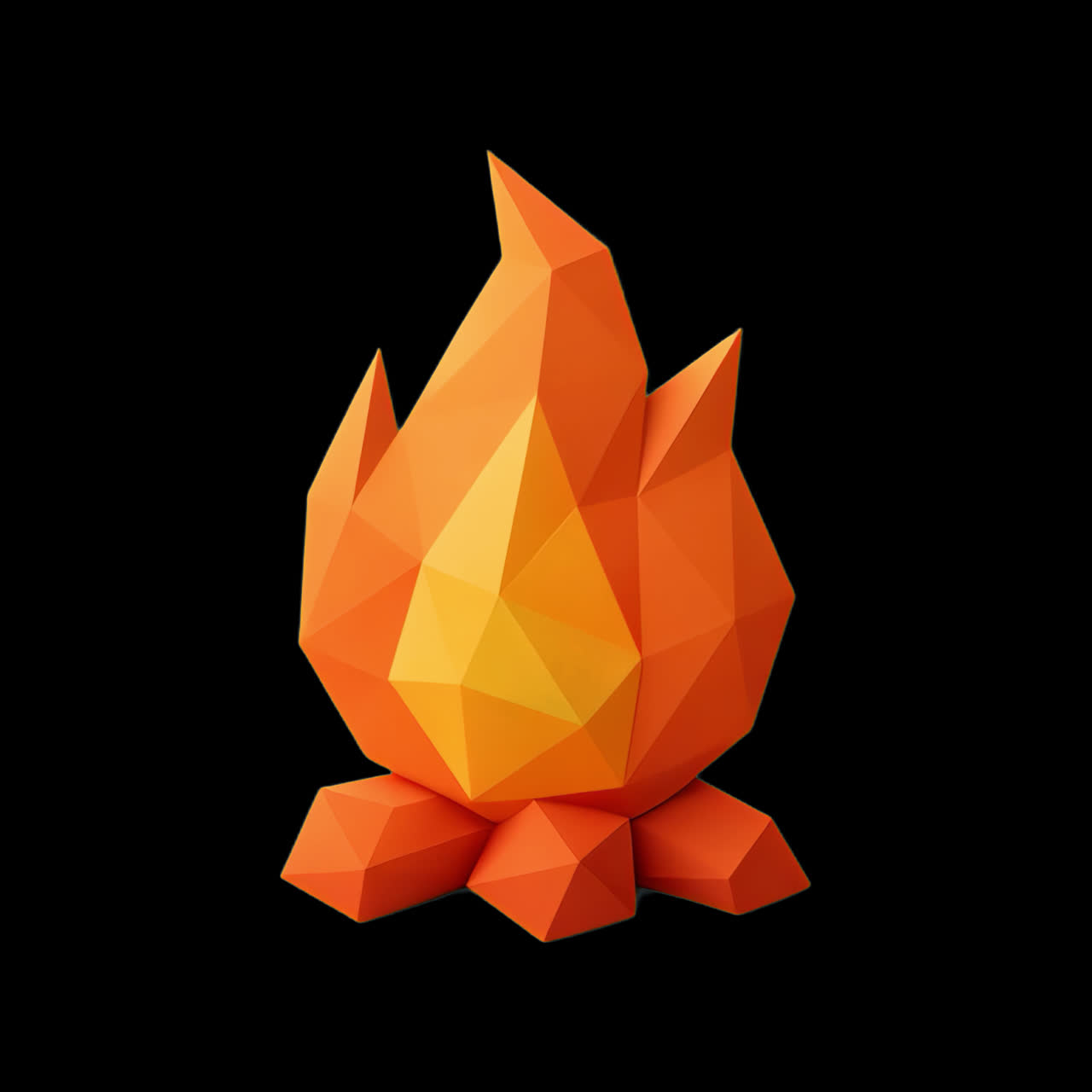 Geometric campfire illustration animation isolated asset, transparent 4K video, alpha channel