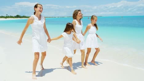 caucasian mother and her three daughters on vacation