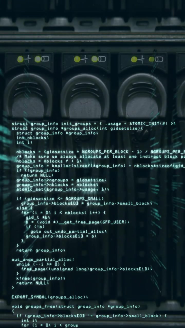 Animation of blue data processing over a technological machine