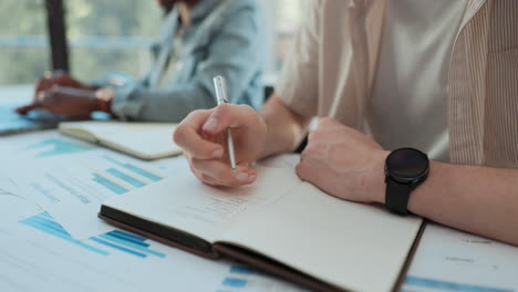 people in an office taking notes and discussing