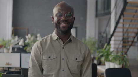 smiling african american business man in modern office