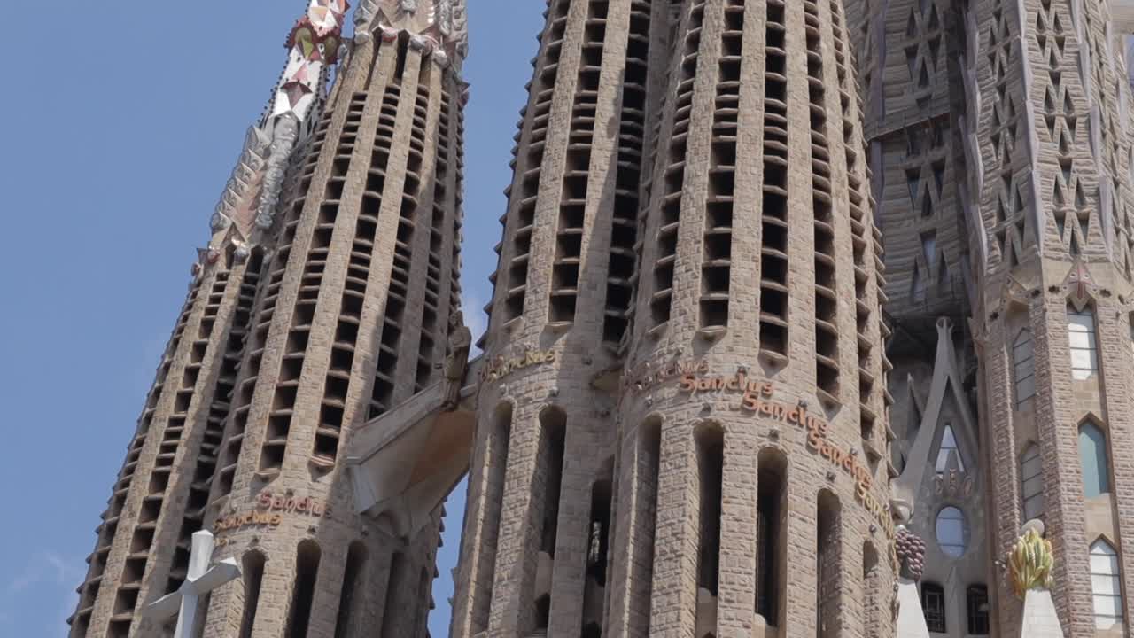 Close up shot of Sagrada Familia in Barcelona Spain, the best of Gaudi