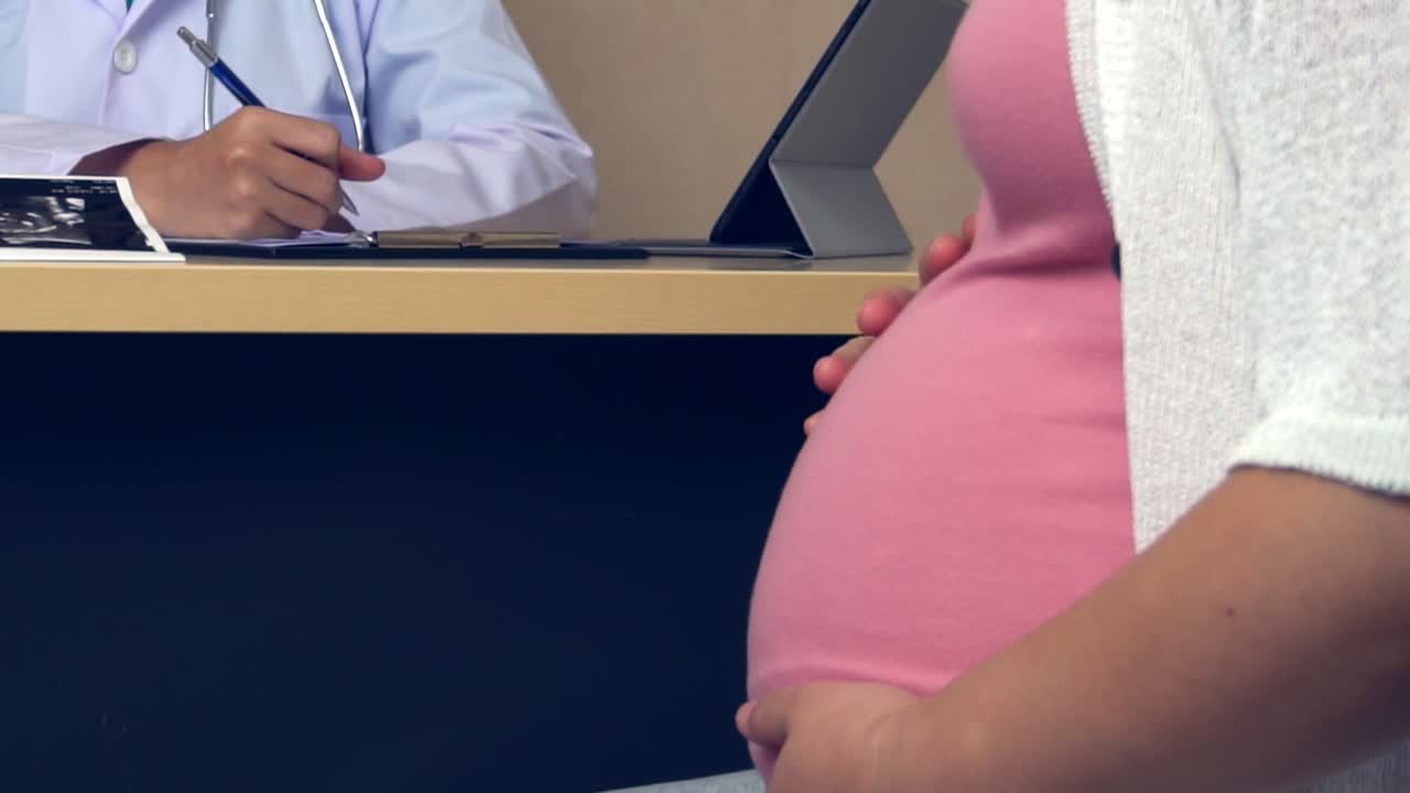 Pregnant Woman and Gynecologist Doctor at Hospital