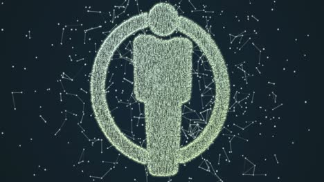 animación del icono digital de la persona verde y las conexiones sobre fondo negro