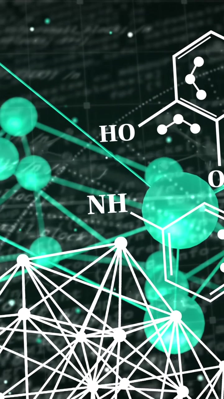 Animation of data processing over chemical formula