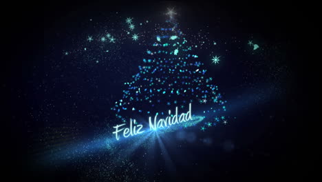 Luz-Azul-Formando-Diseño-De-árbol-De-Navidad-Con-Saludo