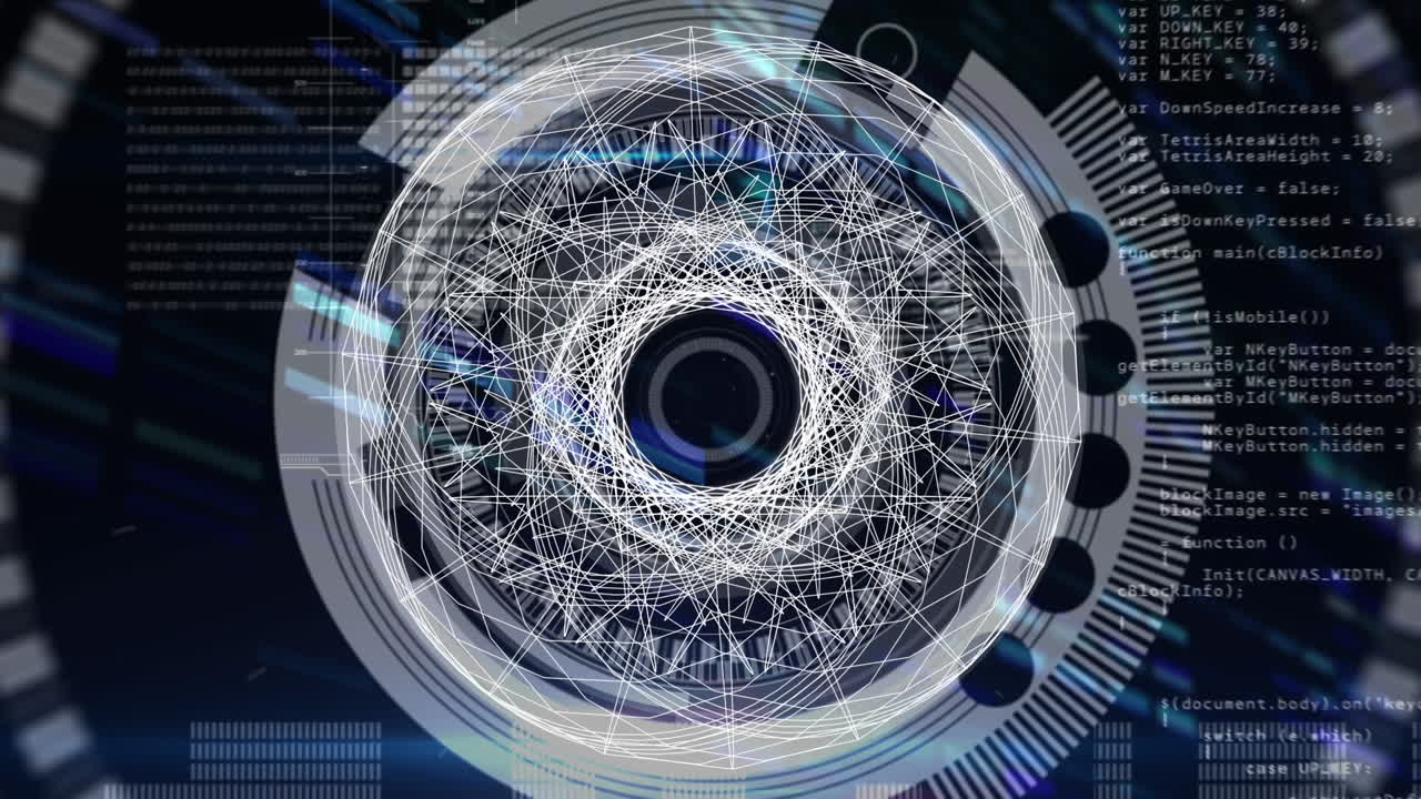 animación del escaneo del alcance y el procesamiento de datos sobre fondo azul