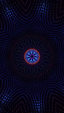 blue and orange flower with psychedelic pattern. kaleidoscope vj loop vertical