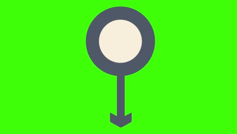 animated round-shaped blank bold speech icon pointing down popping up on a green screen