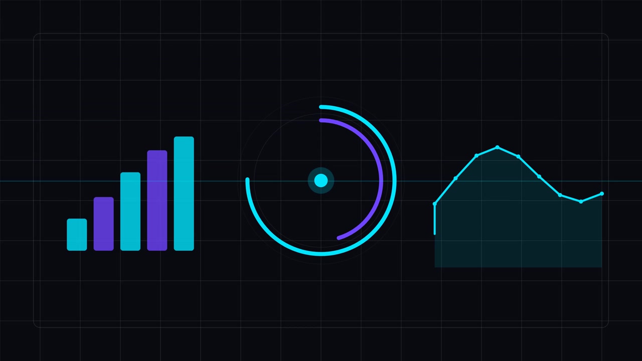 Animated Digital Dashboard with Bar Charts and Data Graphs