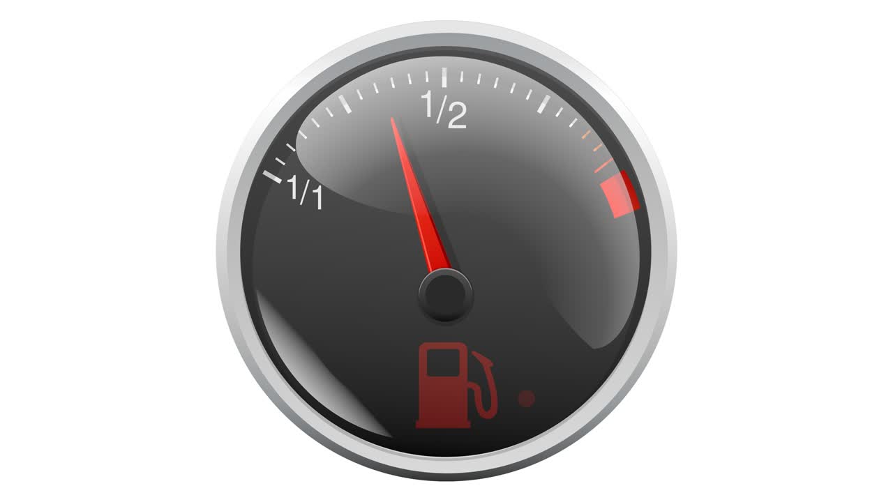 Fuel gauge: refuel on white background