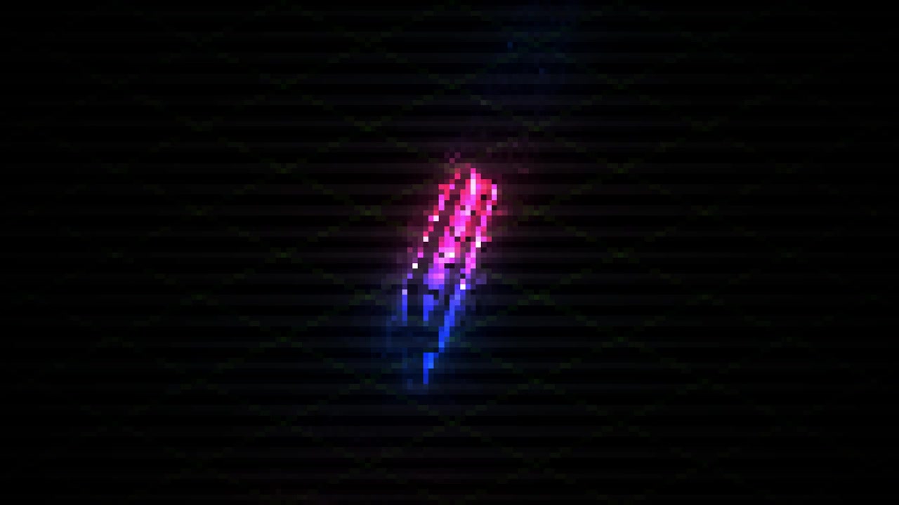 Abstract Neon Light Bar Rotating in Dark Space